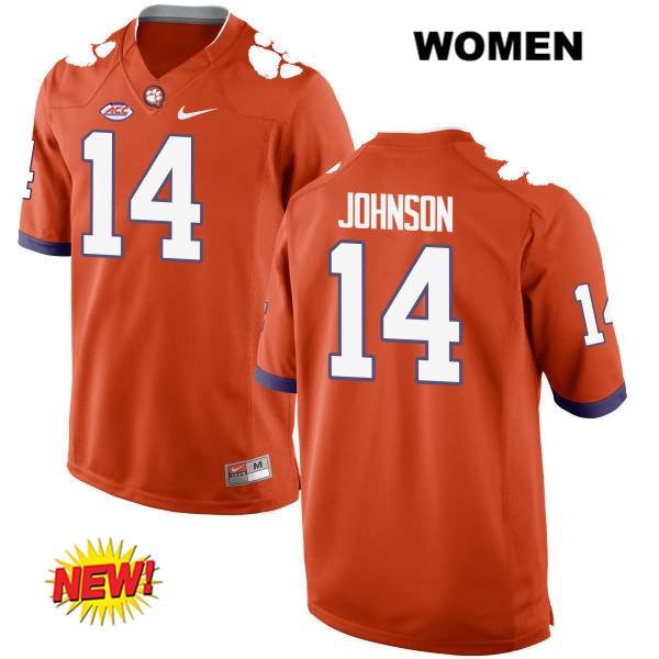 Women's Clemson Tigers #14 Denzel Johnson Stitched Orange New Style Authentic Nike NCAA College Football Jersey TQP3346VM
